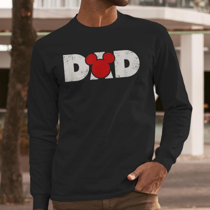 Disney Mickey And Friends Dad Mickey Distressed Text Logo Men Long Sleeve T-Shirt