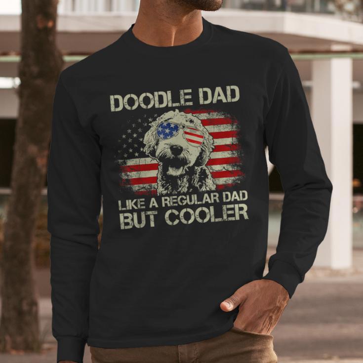 Doodle Dad Goldendoodle Regular Dad But Cooler American Flag Men Long Sleeve T-Shirt
