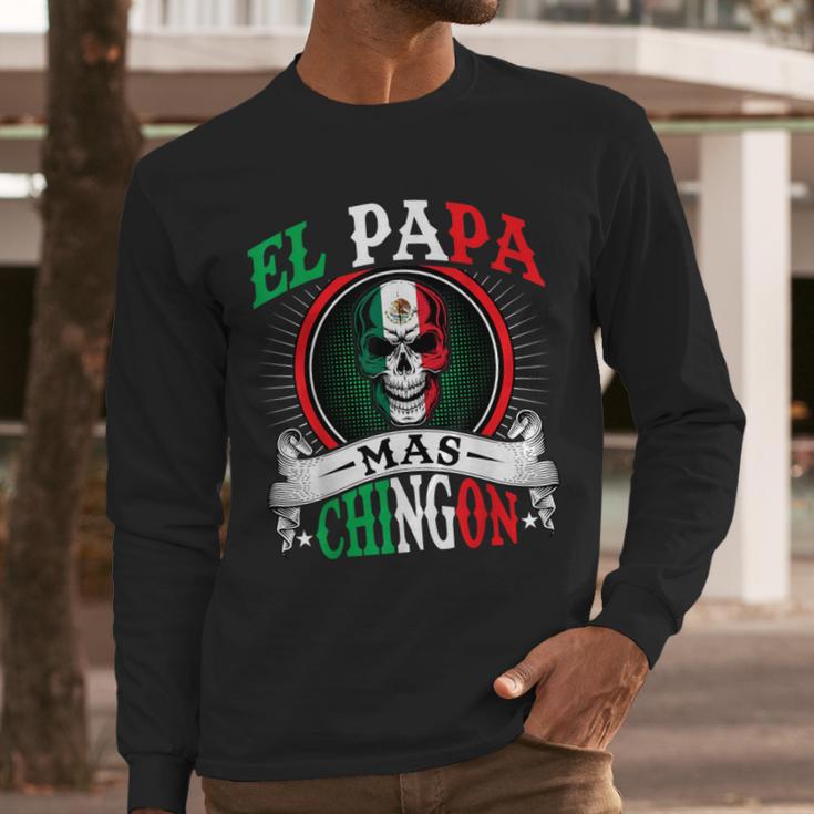 El Papa Mas Chingon Mexican Dad Husband Regalo Flag Men Long Sleeve T-Shirt