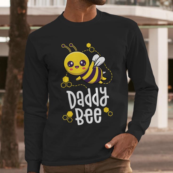 Family Bee Shirts Dad Daddy First Bee Day Outfit Birthday Men Long Sleeve T-Shirt