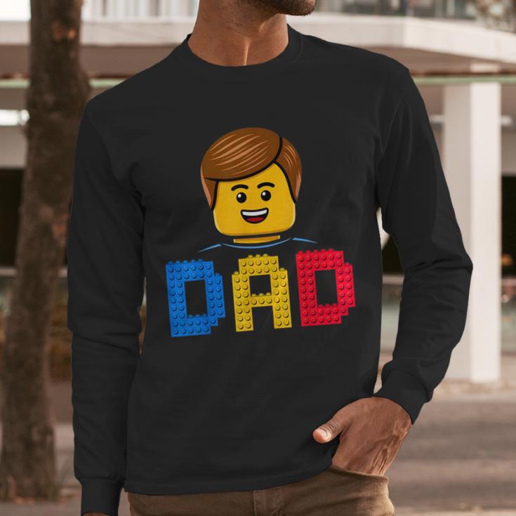 Family Dad Master Builder Building Bricks Blocks Fathers Day Men Long Sleeve T-Shirt