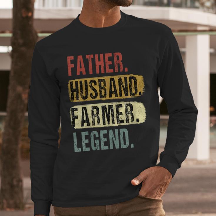 Father Husband Farmer Legend Vintage Dad Father's Day Men Long Sleeve T-Shirt