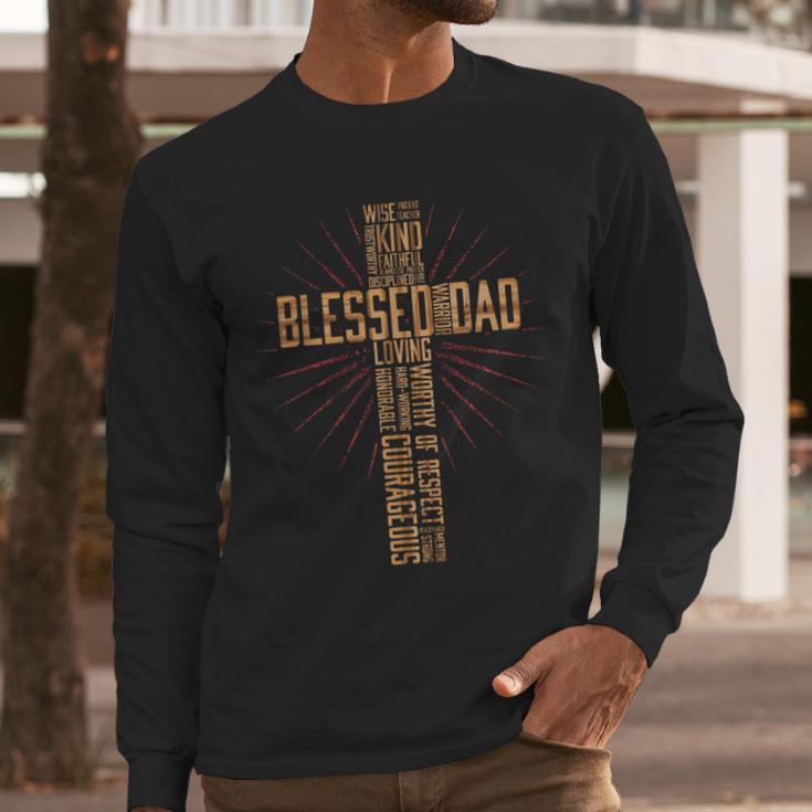Father's Day Dad Husband Blessed Dad Christian Men Long Sleeve T-Shirt