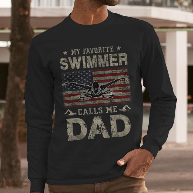 My Favorite Swimmer Calls Me Dad Fathers Day Men Long Sleeve T-Shirt