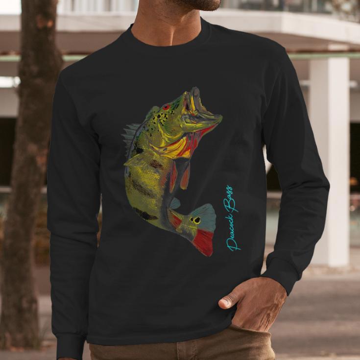Fishing Shirts PEACOCK BASS Fishing Art Shirt For Dad Men Long Sleeve T-Shirt
