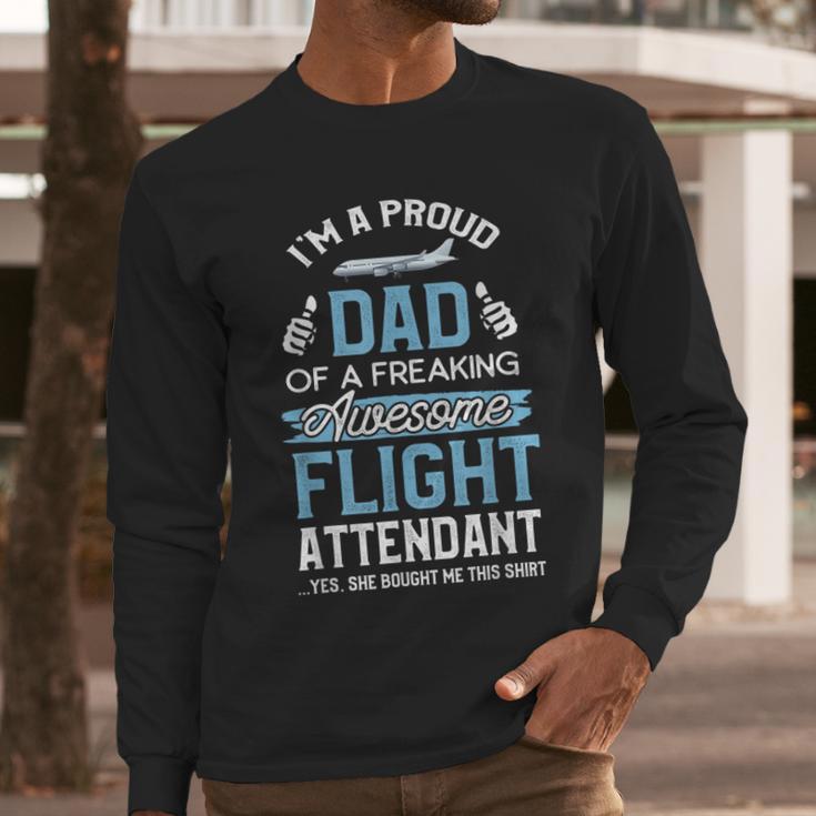 Flight Attendant Shirt For Dad Father Flight Attendant Men Long Sleeve T-Shirt