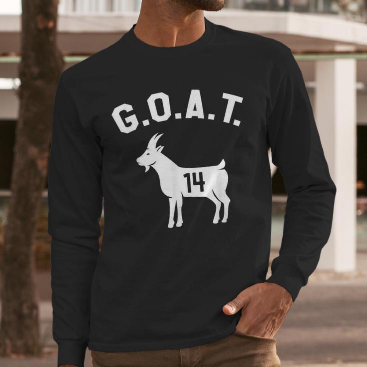 GOAT Number 14 Greatest Of All Time Dad Joke Men Long Sleeve T-Shirt