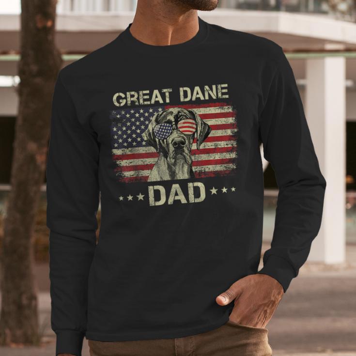 Great Dane Dad Dog Lovers American Flag 4th Of July Men Long Sleeve T-Shirt Great Dane Dad Dog Lovers American Flag 4th Of July Men Long Sleeve T-Shirt