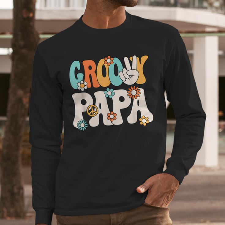 Groovy Papa Dad Retro Hippie 60s 70s Party Outfit Men Men Long Sleeve T-Shirt