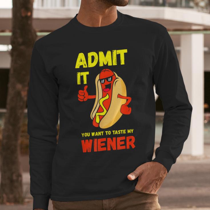 Hilarious Hot Dog Dad Joke Text Pun Dirty Joke -Barbecue Men Long Sleeve T-Shirt