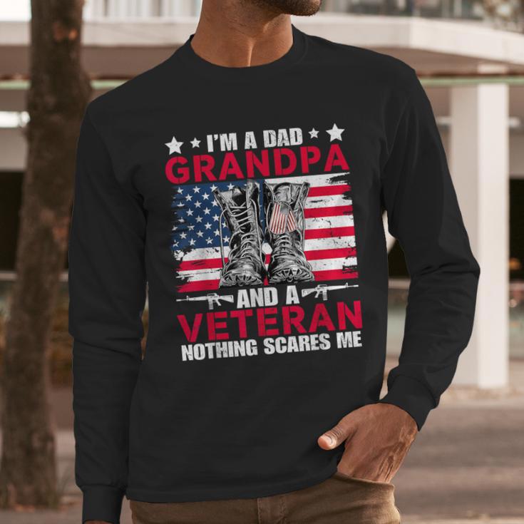 I'm A Dad Grandpa And Veteran Papa Grandpa Fathers Day Men Men Long Sleeve T-Shirt