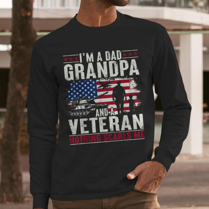 I'm A Dad Grandpa And Veteran Retro Papa Grandpa Men Long Sleeve T-Shirt