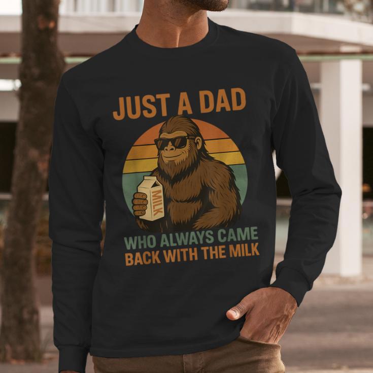 Just A Dad Who Always Came Back With The Milk Bigfoot Men Long Sleeve T-Shirt
