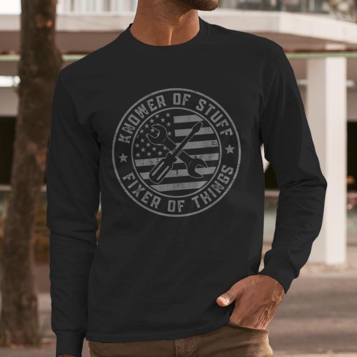 Knower Of Stuff Fixer Of Things Dad Mechanic Men Long Sleeve T-Shirt