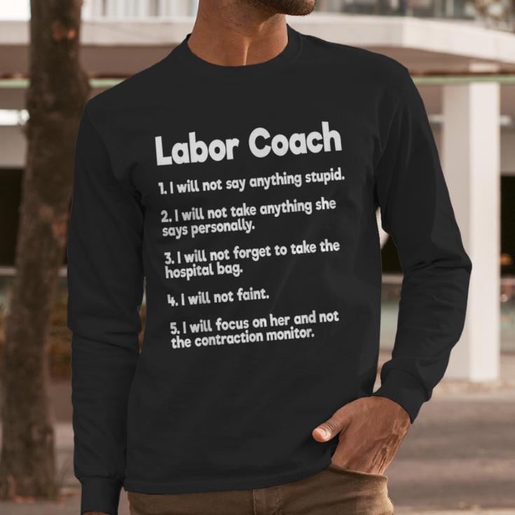 Labor Coach Expecting Dad Rules Papa Baby Men Long Sleeve T-Shirt