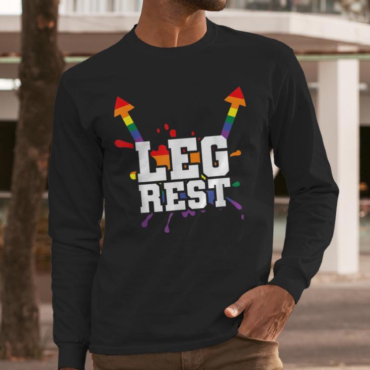 Leg Rest Naughty Dad Joke Vagitarian Lesbian Men Long Sleeve T-Shirt