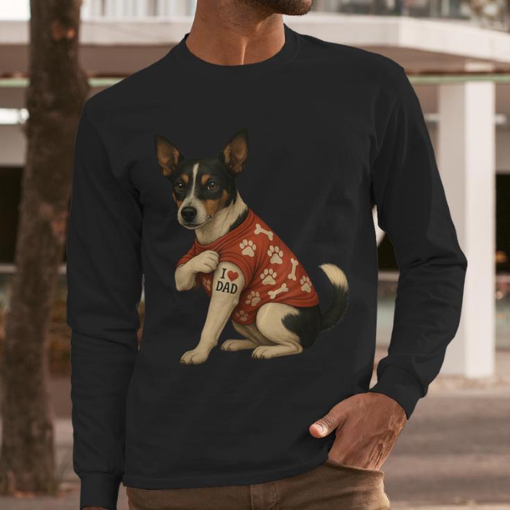 I Love Dad Tattoo Rat Terrier Dad Men Long Sleeve T-Shirt I Love Dad Tattoo Rat Terrier Dad Men Long Sleeve T-Shirt