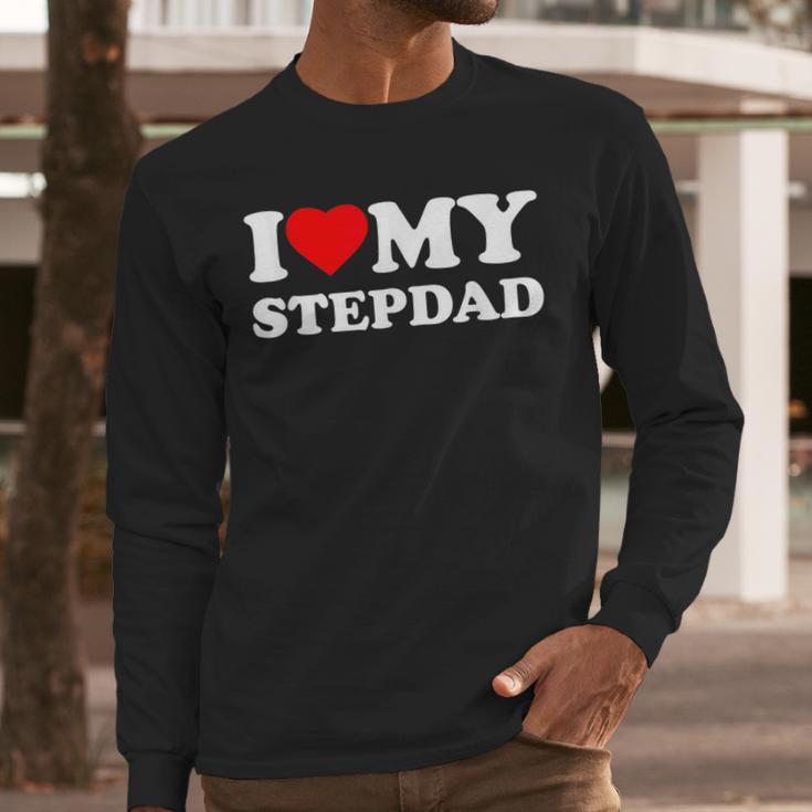 I Love My Step-Dad Heart Family Grandpa StepDad Bonus Dad Men Long Sleeve T-Shirt