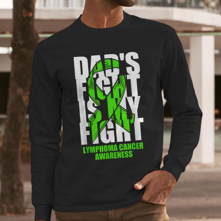 Lymphoma Cancer Awareness Lime Green Ribbon Dad's Fight Men Long Sleeve T-Shirt