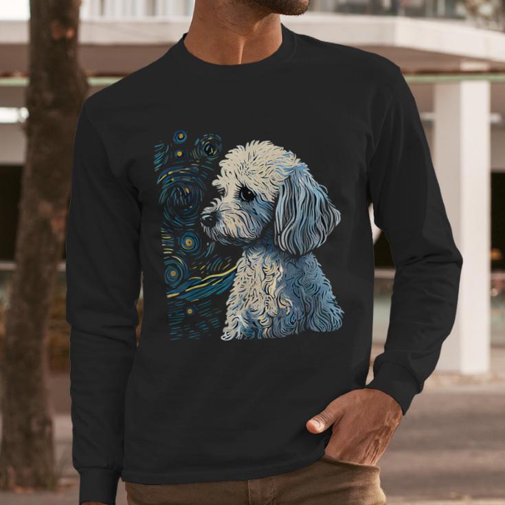 Maltipoo Starry Night Van Gogh Maltipoo Mom Dad Owner Men Long Sleeve T-Shirt
