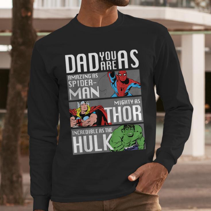 Marvel Father's Day Spider-Man Thor Hulk Dad Attributes Men Long Sleeve T-Shirt