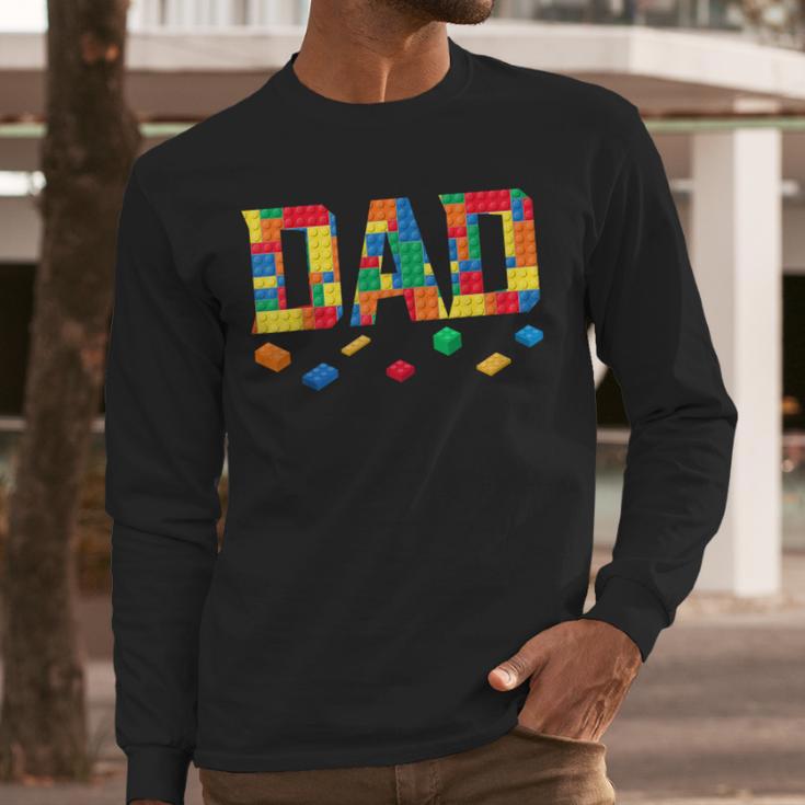 Master Builder Dad Birthday Boy Building Bricks Blocks Daddy Men Long Sleeve T-Shirt