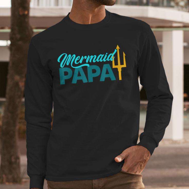 Mermaid Dad Mermaid Papa Grandpa Security Party Small Men Long Sleeve T-Shirt