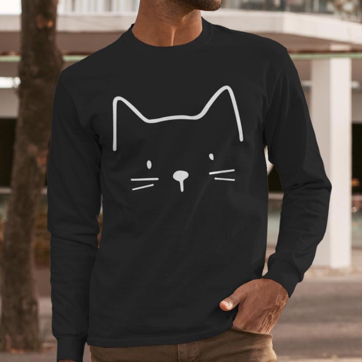 Minimalist Cat Mom Cat Dad Men Kids Women Cat Men Long Sleeve T-Shirt