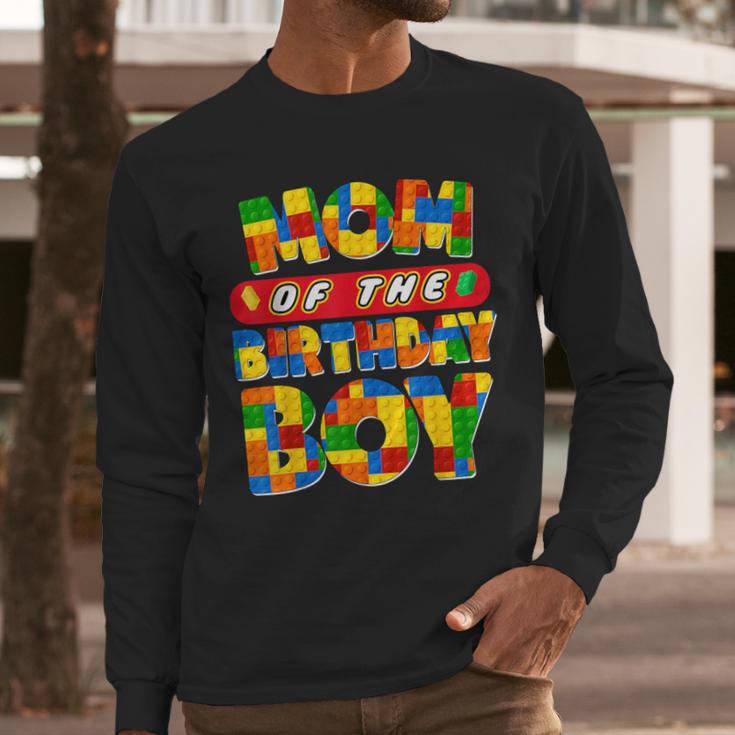 Mom And Dad Birthday Boy Building Bricks Family Party Decor Men Long Sleeve T-Shirt