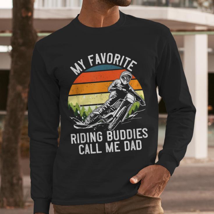 Motorcycle Dad Dirt Bike Shirt Motocross Riding Buddies Men Long Sleeve T-Shirt