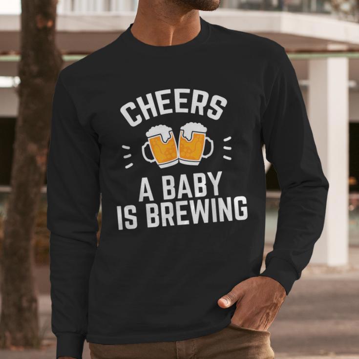 New Dad Baby Shower Cheers A Baby Is Brewing Men Long Sleeve T-Shirt