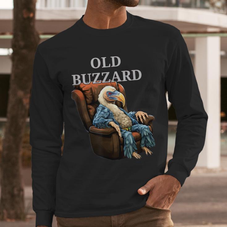 Old Buzzard Bird Old Man Grandpa Recliner Dads Joke Men Long Sleeve T-Shirt