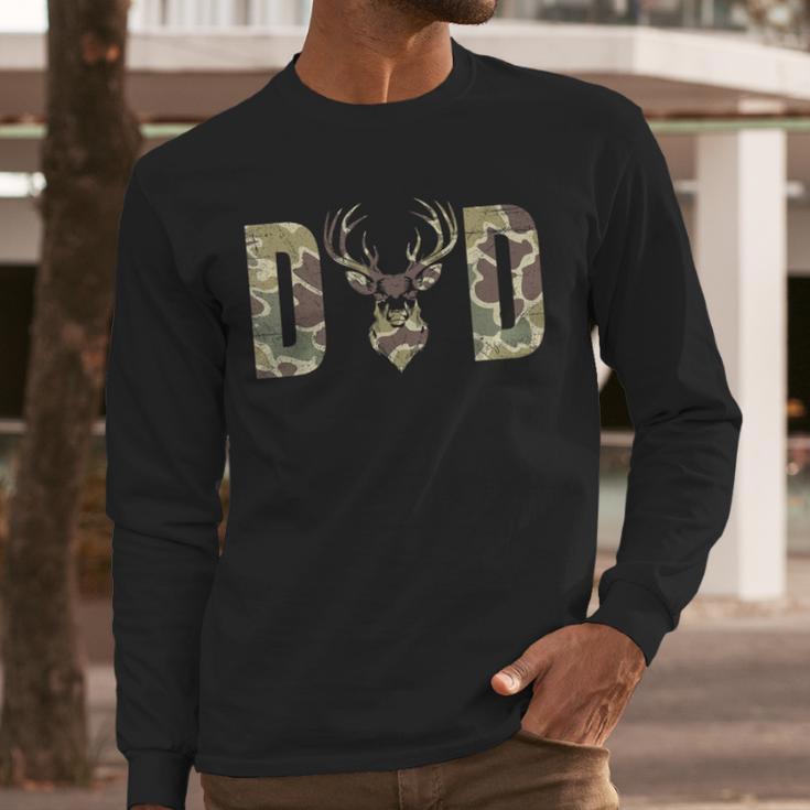 Old School Camo Dad Hunting Camouflage Deer Father's Day Men Long Sleeve T-Shirt