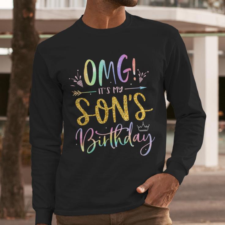 OMG It's My Son's Birthday Happy Bday Tie Dye Mom Dad Men Long Sleeve T-Shirt
