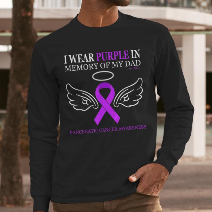 Pancreatic Cancer I Wear Purple In Memory Of My Dad Men Long Sleeve T-Shirt