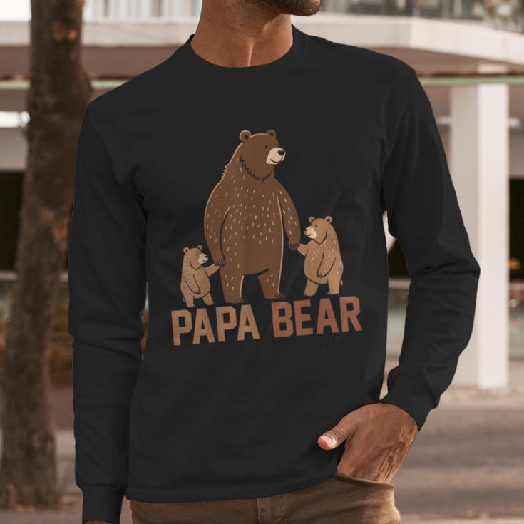 Papa Bear Dad Two Cubs Daddy Bear 2 Kids Father's Day Men Long Sleeve T-Shirt Papa Bear Dad Two Cubs Daddy Bear 2 Kids Father's Day Men Long Sleeve T-Shirt