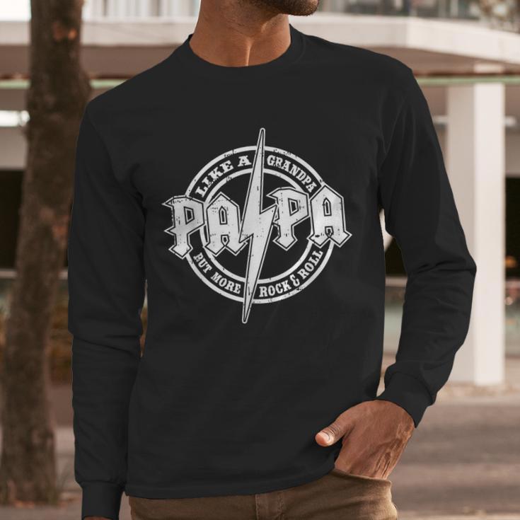 Papa Like A Grandpa Fathers Day Rocker Dad Rock Music Men Men Long Sleeve T-Shirt