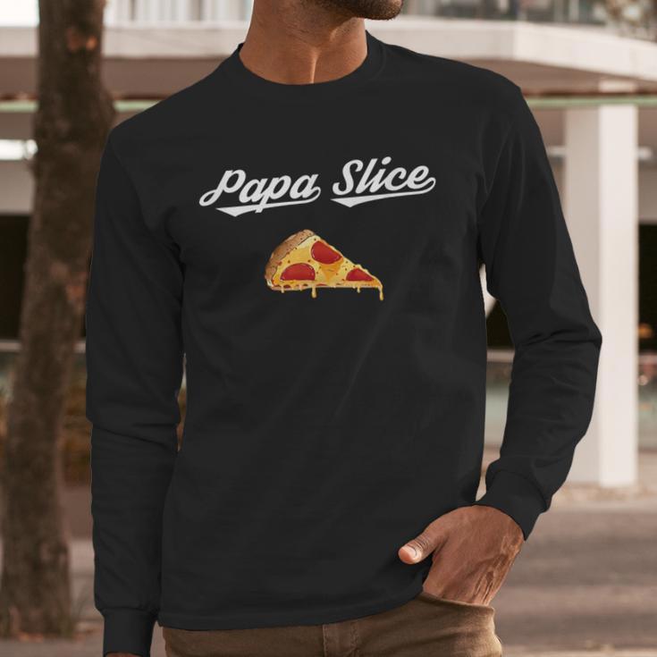 Papa Slice Pizza Belly Expectant Dad Pizza Pregnancy Reveal Men Long Sleeve T-Shirt