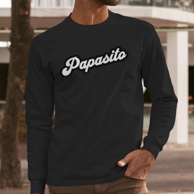 Papasito Bold Latino Dad Retro Text Men Long Sleeve T-Shirt