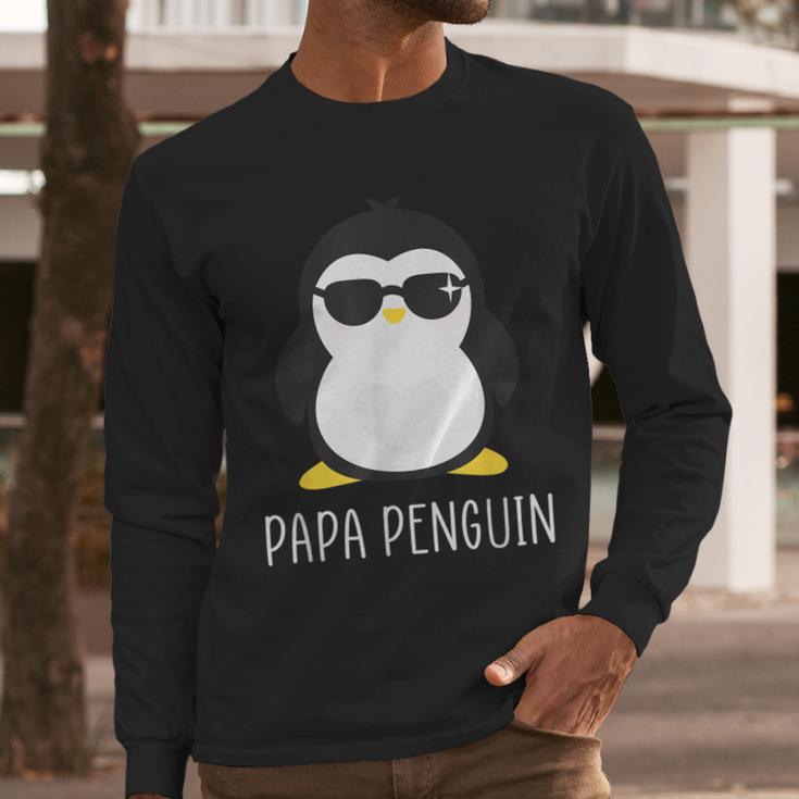 Penguin Papa Father's & Cute Dad Men Long Sleeve T-Shirt