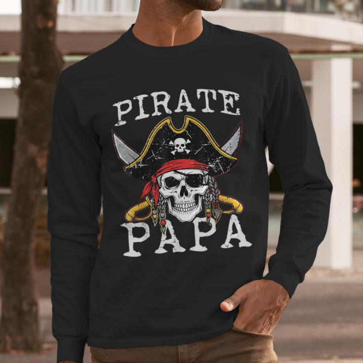 Pirate Papa Skull Family Matching Costume Dad Grandpa Men Men Long Sleeve T-Shirt