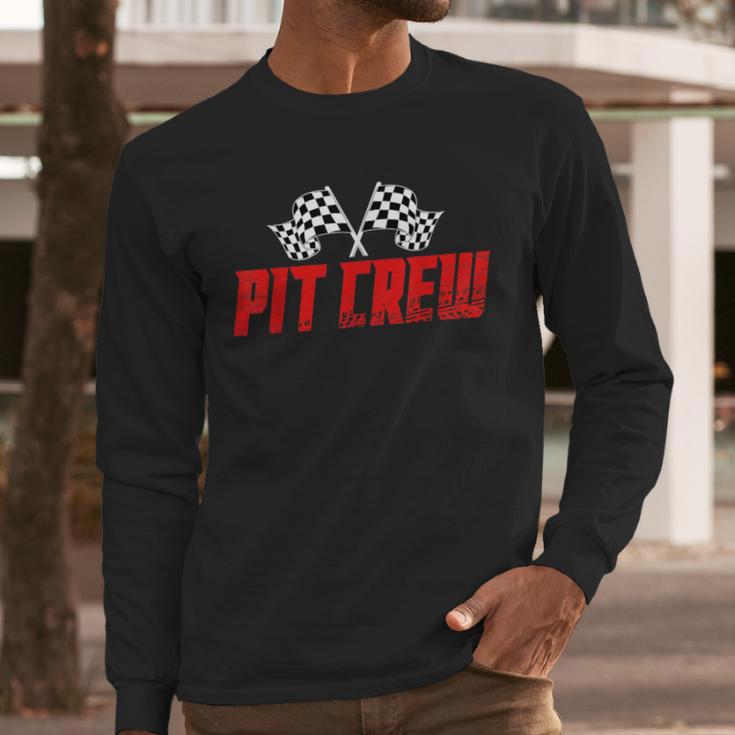 Pit Crew Family Racing Birthday Race Car For Dad Mom Kids Men Long Sleeve T-Shirt