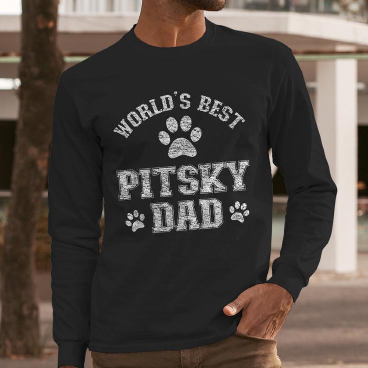 Pitsky Dog Dad World's Best Pitsky Daddy Men Women Girls Kids Men Long Sleeve T-Shirt