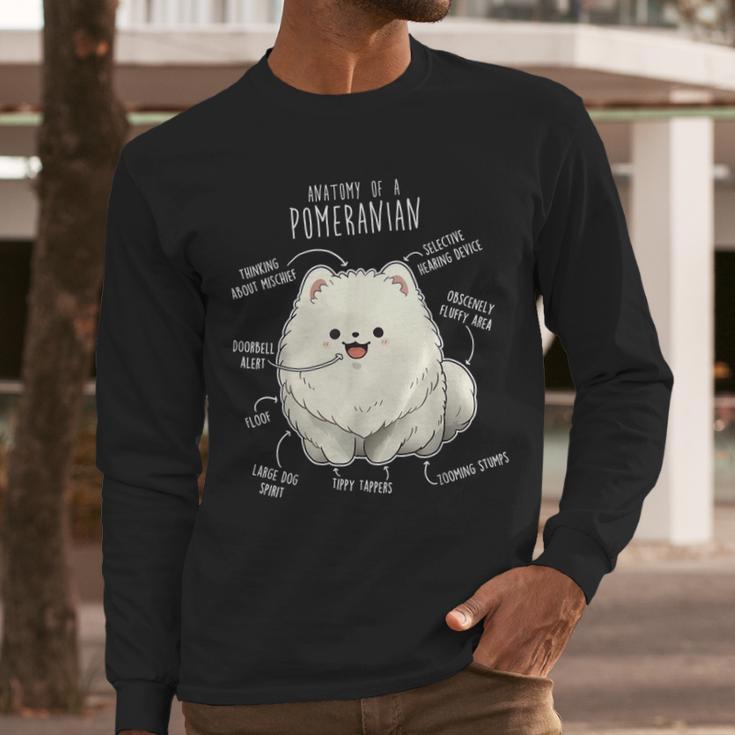 Pomeranian Anatomy Cute Pet Pom Mom Dog Dad For Men Women Girls Kids Men Long Sleeve T-Shirt