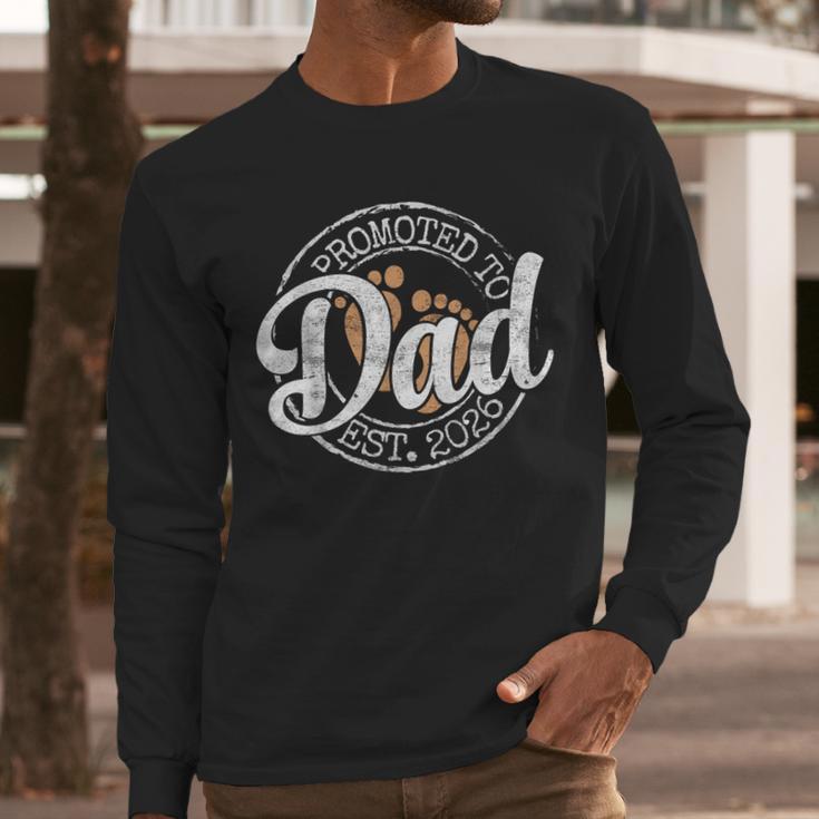 Promoted To Dad Est 2026 Stamp First Time Daddy To Be Men Long Sleeve T-Shirt