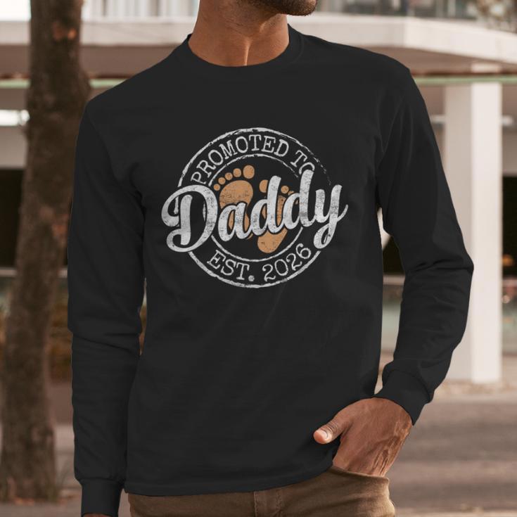 Promoted To Daddy Est 2026 Stamp First Time Dad To Be Men Long Sleeve T-Shirt