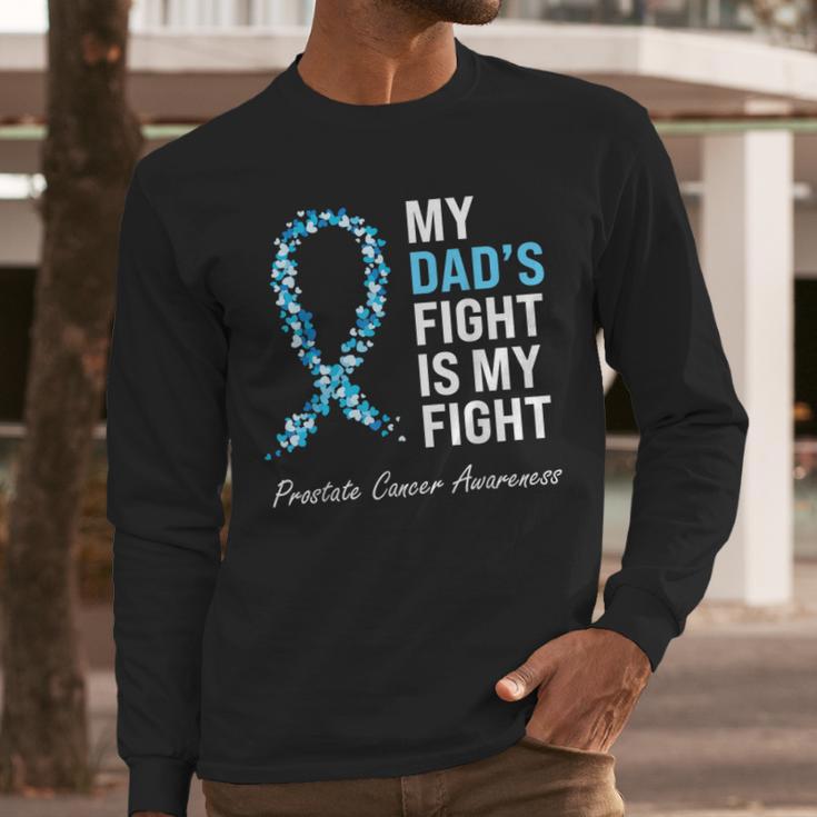 Prostate Cancer Awareness Light Blue Ribbon Dad Survivor Men Long Sleeve T-Shirt