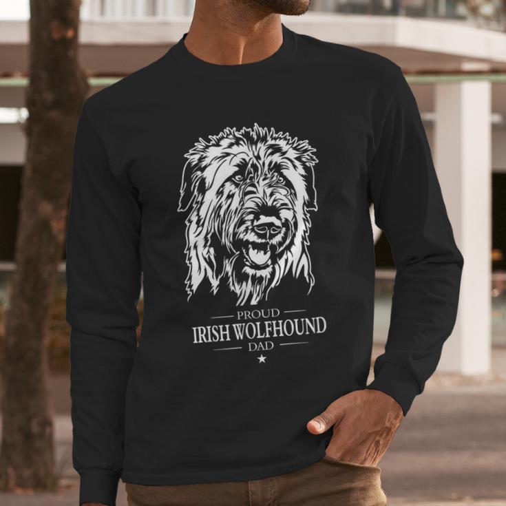 Proud Irish Wolfhound Dad Dog Dad Irish Wolfhound Dog Men Long Sleeve T-Shirt