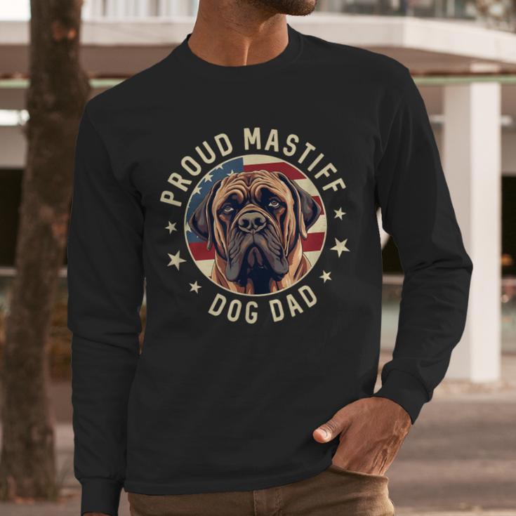 Proud Mastiff Dad American Flag Patriotic Mastiff Dad Men Long Sleeve T-Shirt