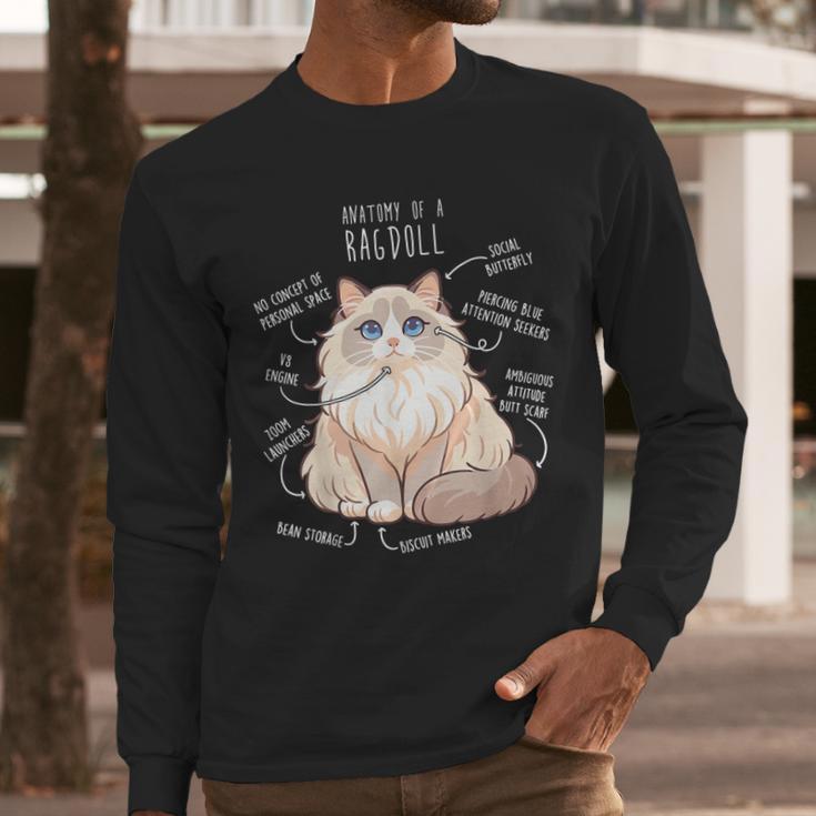 Ragdoll Cat Anatomy Cute Pet Mom Dad Cream Bicolor Men Long Sleeve T-Shirt Ragdoll Cat Anatomy Cute Pet Mom Dad Cream Bicolor Men Long Sleeve T-Shirt